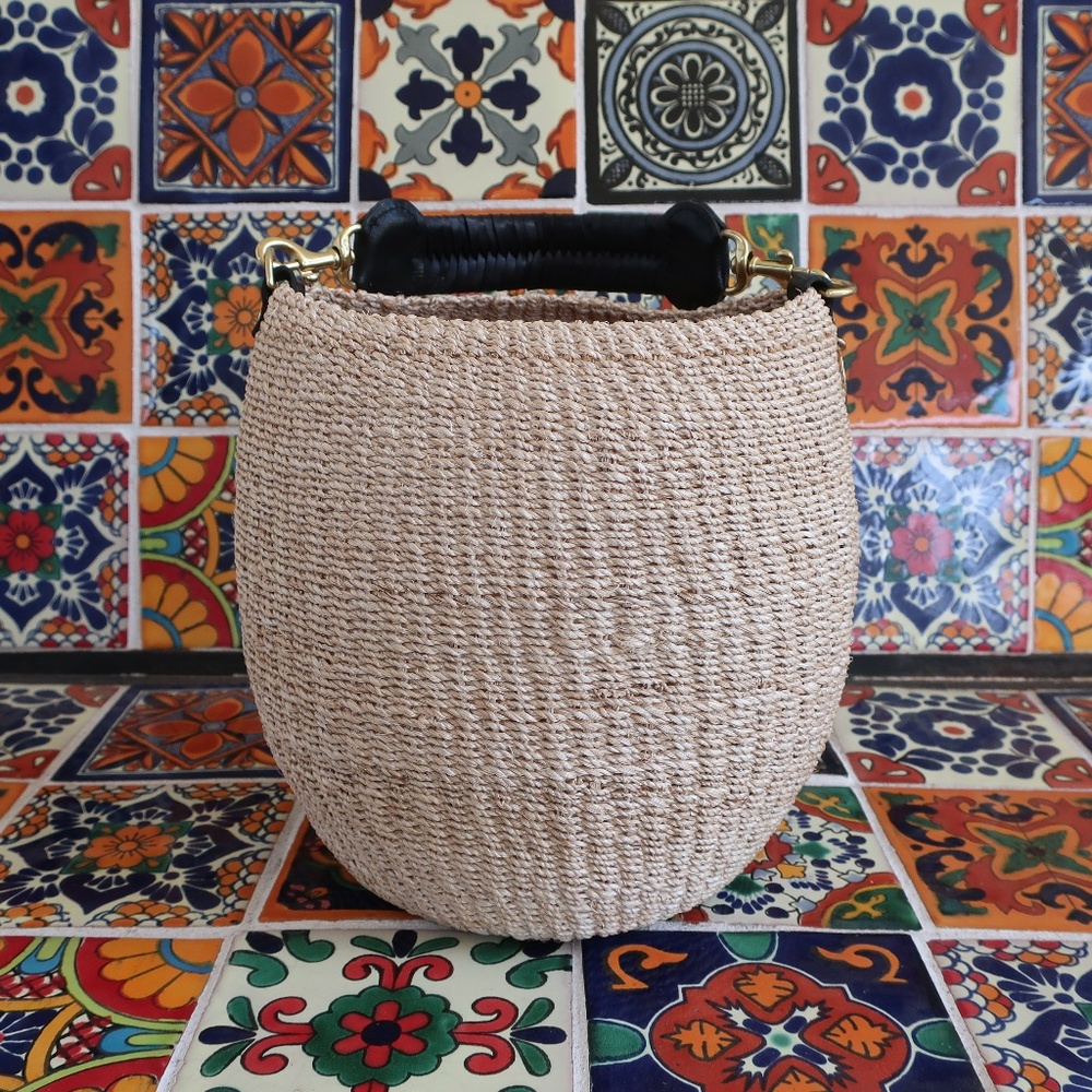 Clare V. Pot de Miel w/Leather Handle in Cream